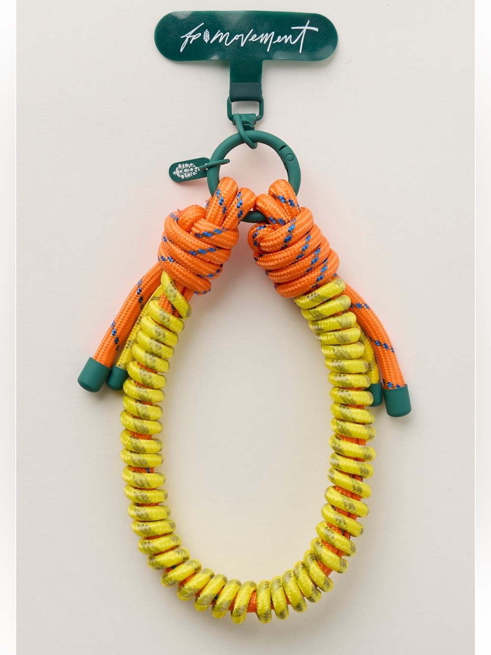FP Movement by Free People Wrapped Cord Cell Phone Wristlet Lime/Tangerine NWT